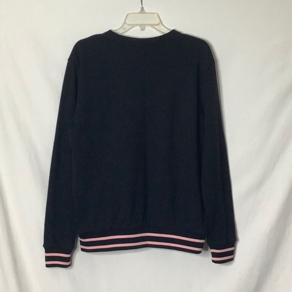 Fila Retro Black Sweatshirt Color Block Logo Size L - Picture 2 of 11